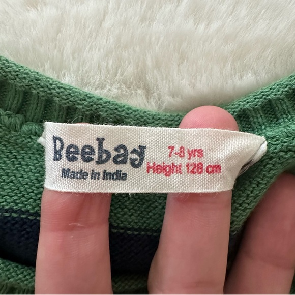 Beebay | Tractor Striped Sweater - Size 6/7 - EUC - Navy/Green/Red - Picture 3 of 6